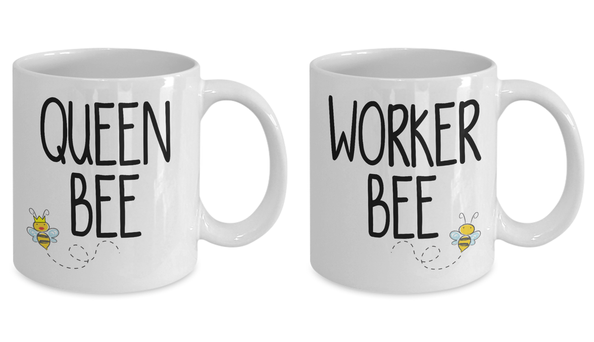 Queen Bee Worker Bee Gift Mug Set
