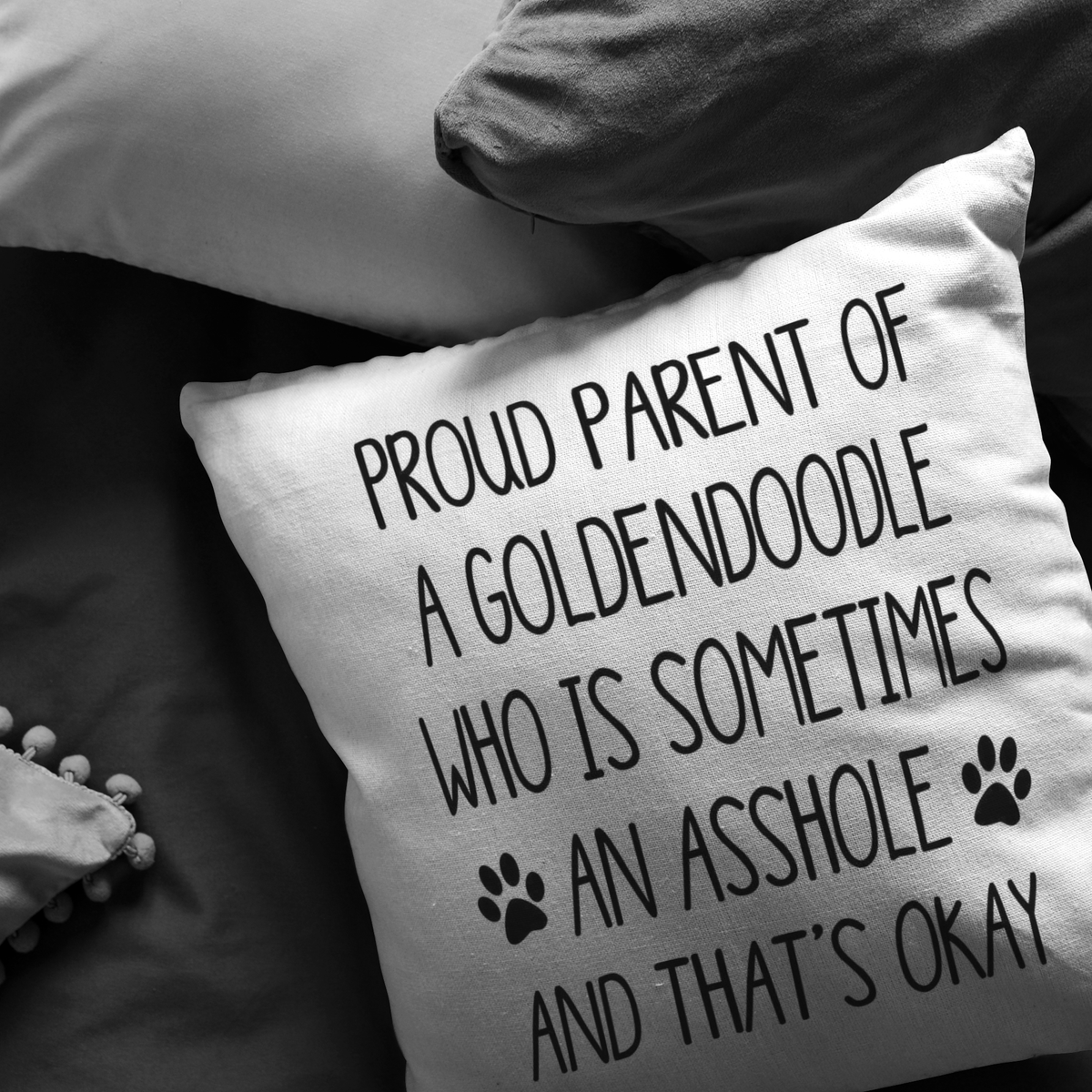 Proud Parent of a Goldendoodle Throw Pillow
