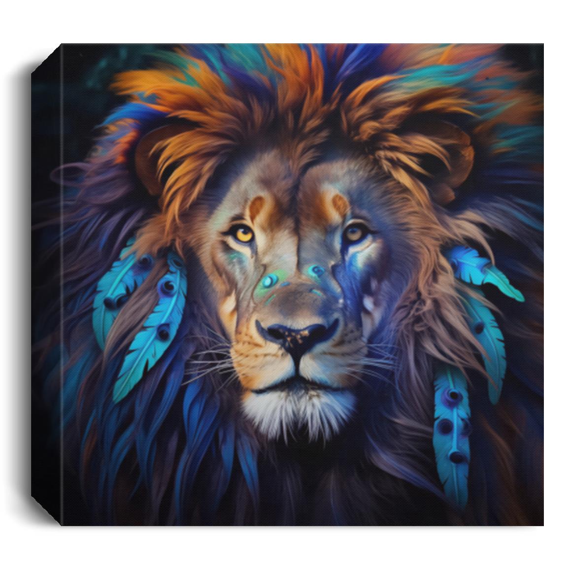 Feather Mane Lion Canvas Wall Art