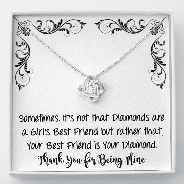 Girls Best Friend Is Your Diamond Love Knot Necklace