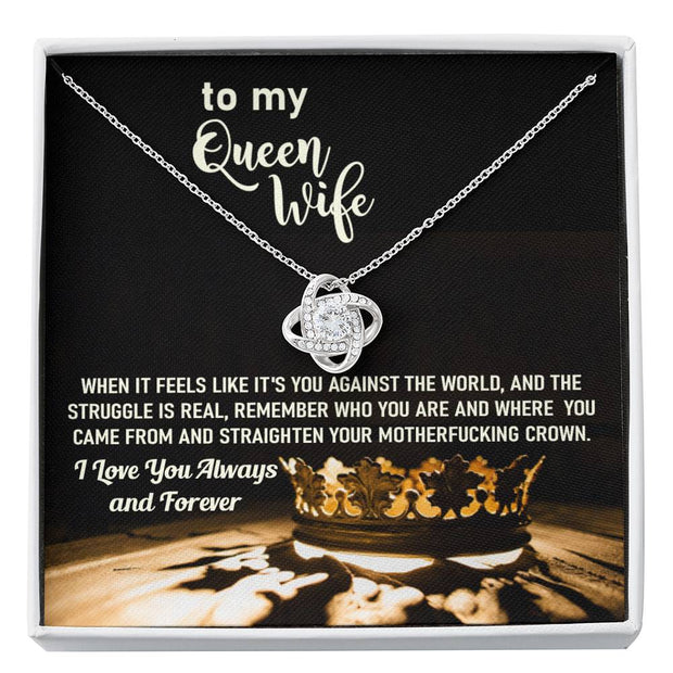 To My Queen Wife Love Knot Necklace