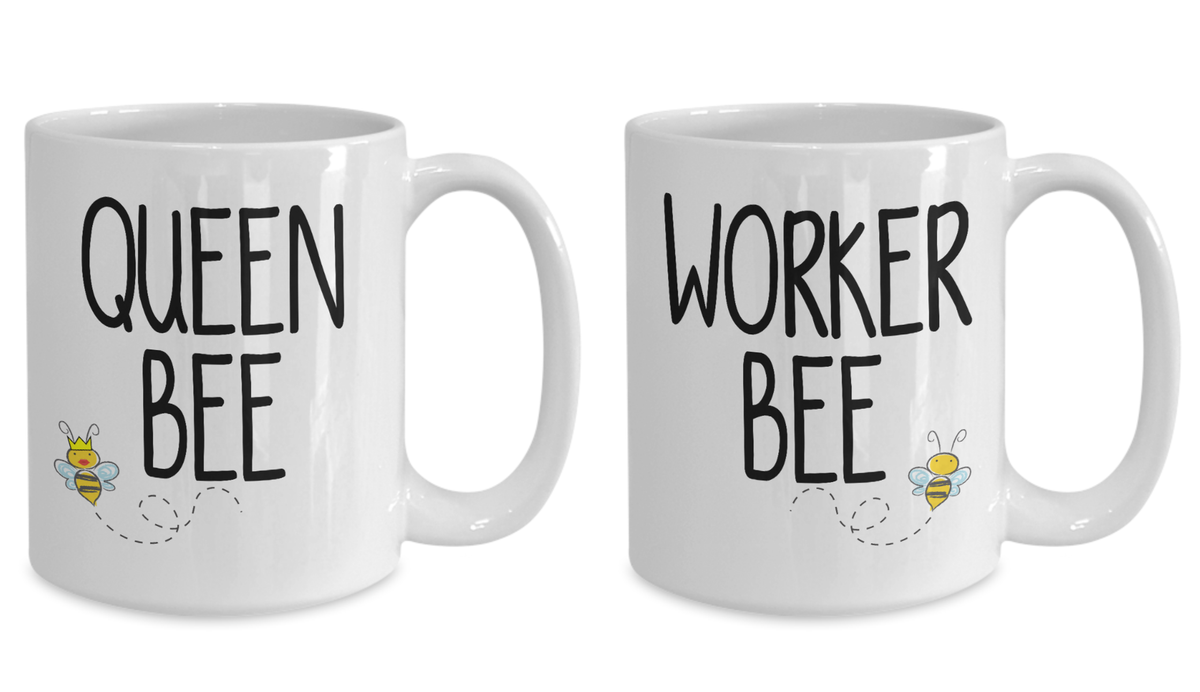 Queen Bee Worker Bee Gift Mug Set