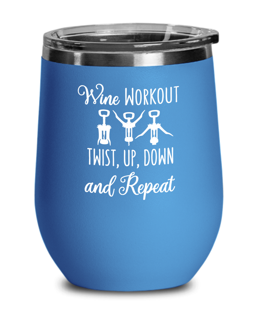 Wine Workout Twist Up Down and Repeat Wine Tumbler