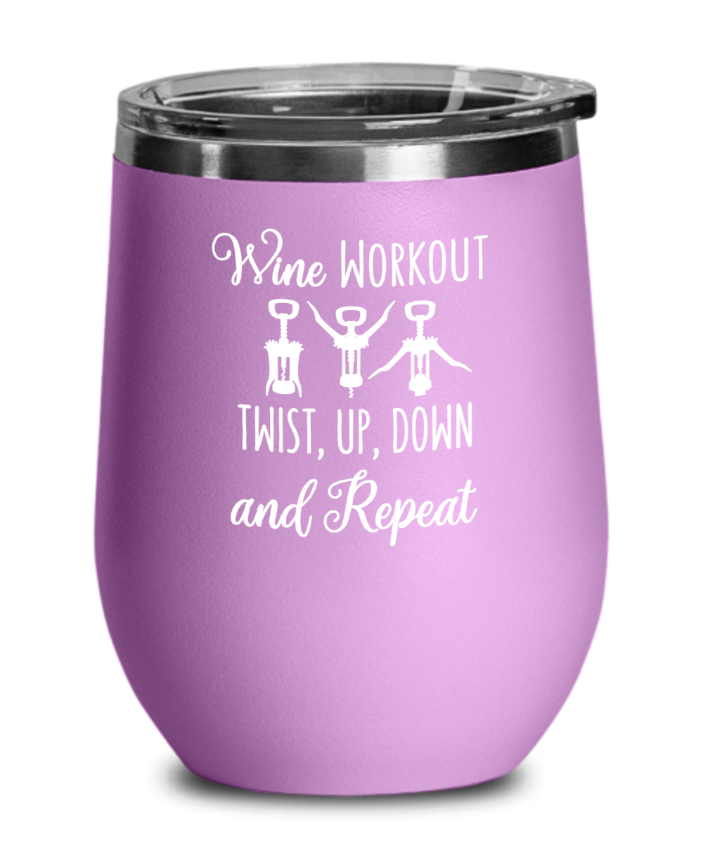 Wine Workout Twist Up Down and Repeat Wine Tumbler