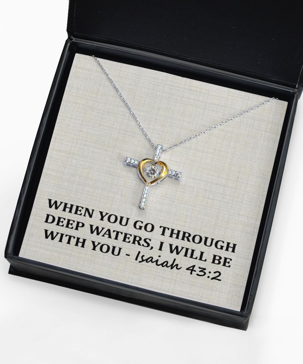 When You Go Through Deep Waters Cross Necklace